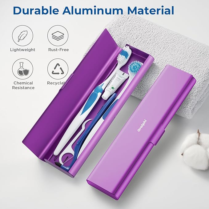 Wider Aluminum Toothbrush Travel Case, Portable Travel Toothbrush Holder - Image 2