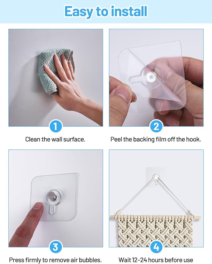 12 Pcs Picture Hangers without Nails, 20 Ibs Load Heavy Duty Self Picture - Image 6