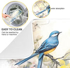 ALAZA Spring Blue Bird with Yellow Flowers Butterflies Dish Drying Mat - Image 2