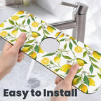 Yellow Lemon Teal Kitchen Sink Splash Guard Faucet Mat 1 Pcs, Absorbent Fast - Image 6