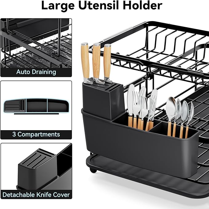 2 Tier Dish Drying Rack, Expandable Two Tier Dish Rack - Image 5