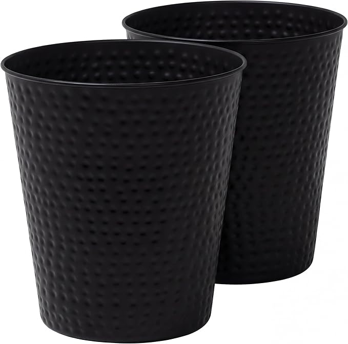 happimess HPM1110A-SET2 Axel Modern Minimalist Hammered Steel 2 Gal Waste Bin by Happimess