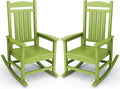 KINGYES Outdoor Rocking Chair Set of 2, High Density Polyethylene Patio Rocking Chairs with 330lbs Support for Adults, Pistachio Green by KINGYES