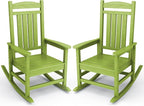 KINGYES Outdoor Rocking Chair Set of 2, High Density Polyethylene Patio Rocking Chairs with 330lbs Support for Adults, Pistachio Green by KINGYES