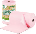 Microfiber Cleaning Cloths Roll, 75 Pack Tear Away Microfiber Towels Roll by SOOWASH