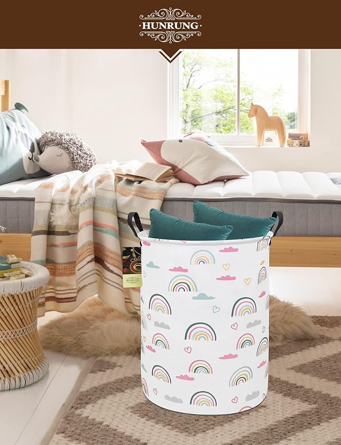 HUNRUNG Laundry Hamper, Large Canvas Fabric Lightweight Storage Basket Toy - Image 7