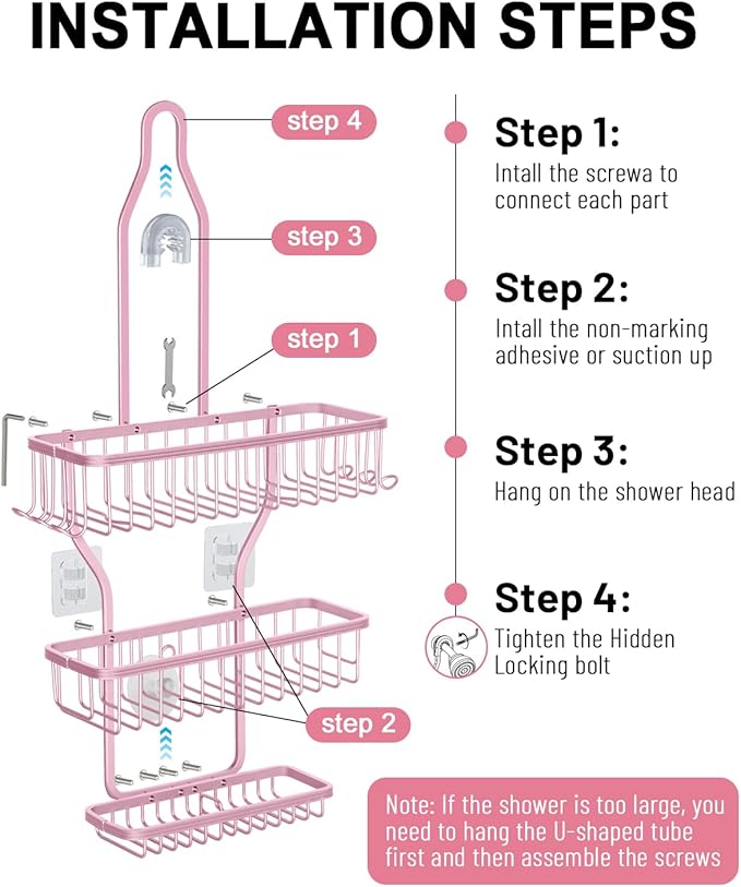 Pink Shower Caddy for Bathroom - Image 8