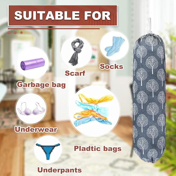 Plastic Bag Holder, Wall Mount Plastic Bag Organizer, Washable Large Grocery - Image 5