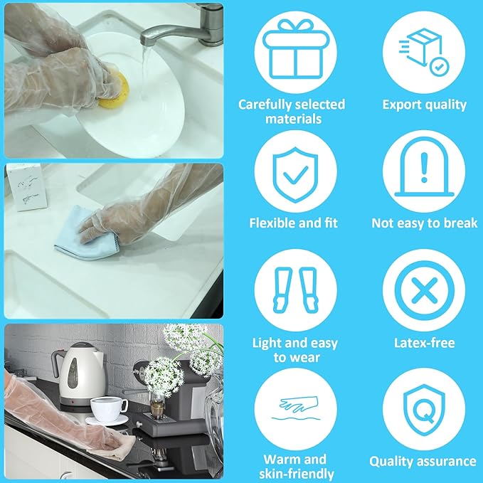 20Pcs Long Disposable Gloves, 23.6inch Cleaning Gloves Elbow Length Plastic - Image 4