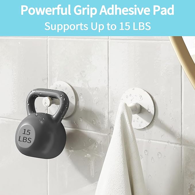 Adhesive Hooks for Walls No Damage 4 PCS, Heavy Duty Aluminum Strong Adhesive - Image 5