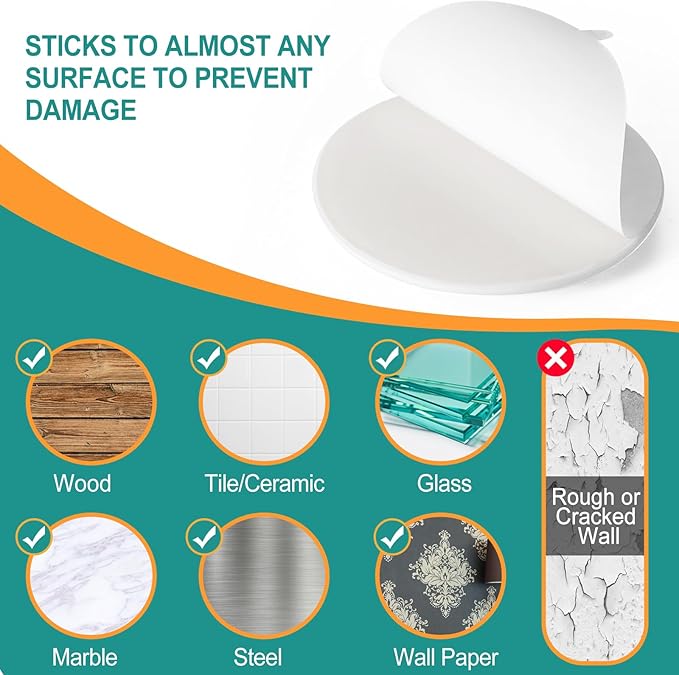 10-Pack Door Stoppers Wall Protector, Large White Silicone Door Bumpers - Image 4