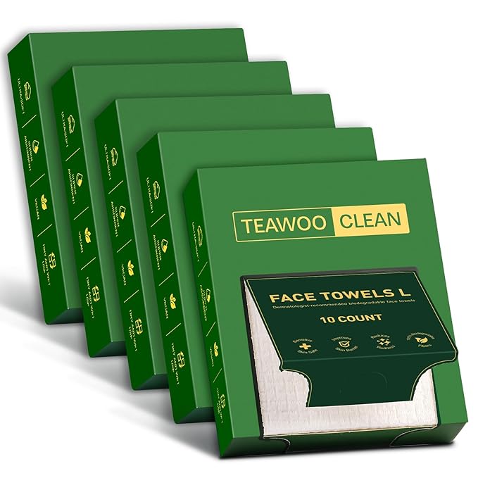 Face Towels Disposable, 100% Viscose Fiber Double-Sided Facial Towelettes by TEAWOO
