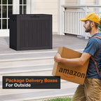 Sweetcrispy Deck Box with 31 Gallon Capacity, Weatherproof Resin Lockable Outdoor Storage for Secure Package Deliveries and Indoor Storage in Garden or Patio, Backyard, Modern Black - Image 2