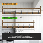 BAMEOS 35" L Wooden Coat Rack Wall Mount, Large Wall Coat Hooks - Image 2