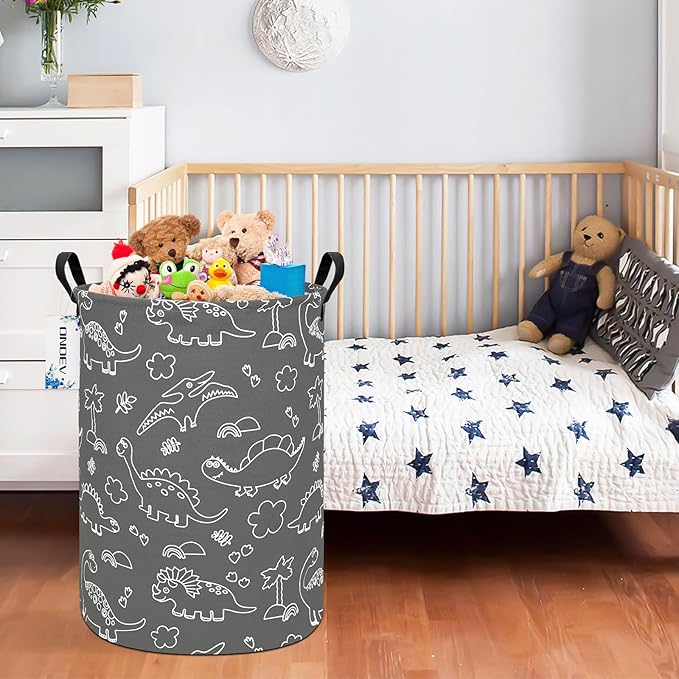 Round Dinosaur Waterproof Laundry Hampers Gift Basket Children's Toy Organizer - Image 6