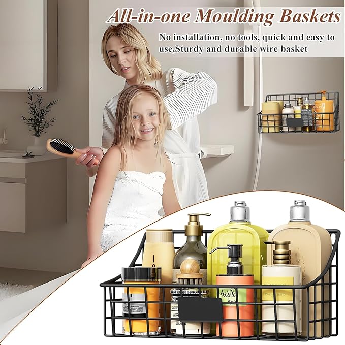 Hanging Wall Wire Basket-4Pack, Large Metal Organizer Baskets & Bathroom Shower - Image 3