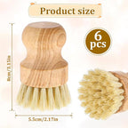 6 Packs Bamboo Dish Scrub Brushes Wok Brush Dish Scrubber Brush Kitchen - Image 2