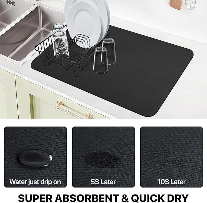 Dish Drying Mat Super Absorbent Dish Drying Mat Coffee Bar Accessories - Image 2
