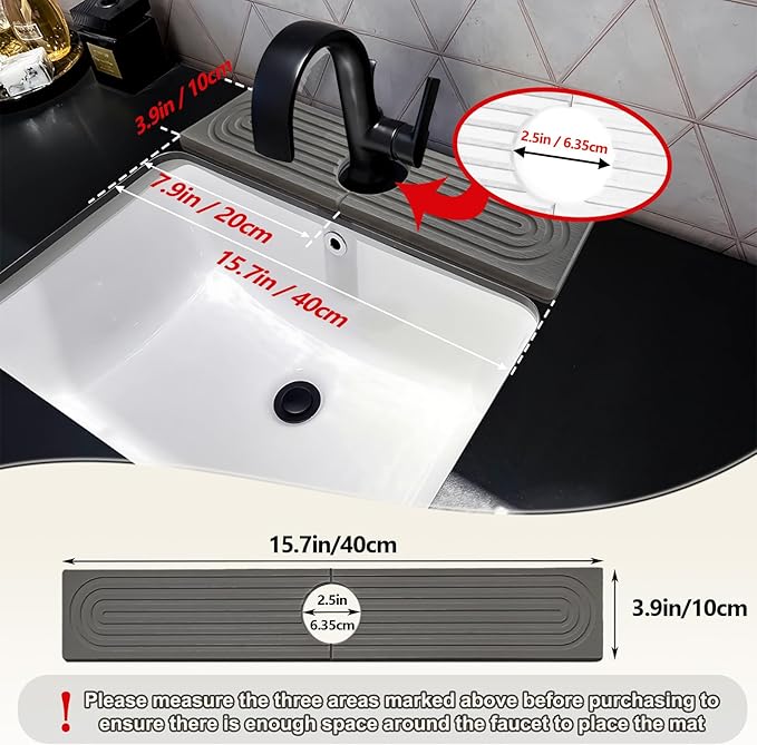 Stone Faucet Mat For Kitchen Sink, 15.7" Diatomite Fast Drying Stone Kitchen - Image 4