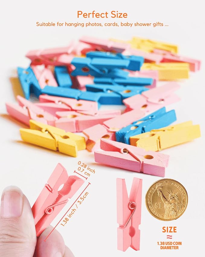 Mini Clothes Pins Wooden Colored Clothespins - Image 4