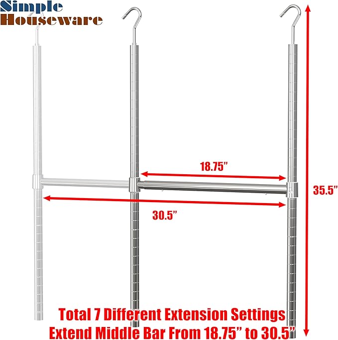 Simple Houseware Adjustable Closet Hanging Rod - Image 3