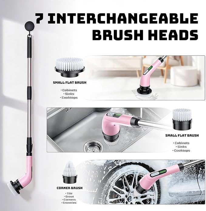 Electric Spin Scrubber for Cleaning Bathroom: Cordless Power Shower Scrubber - Image 7