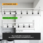 BAMEOS 35" L Wall Hooks with Shelf, Entryway Coat Hooks, Wood Wall Hanging Shelf - Image 2