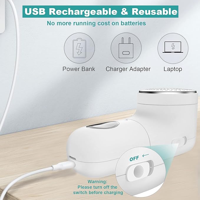 Fabric Shaver, Electric Lint Remover, USB Rechargeable Sweater Shaver, Cordless - Image 4
