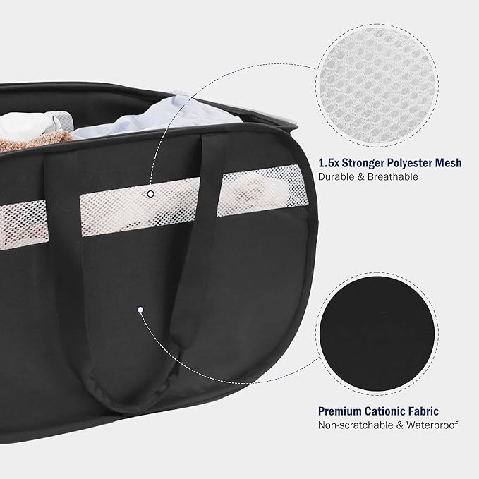 Collapsible Laundry Baskets, Foldable Tear Proof Pop Up Hamper - Image 5