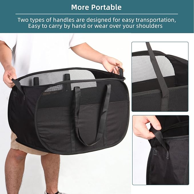 Collapsible Laundry Baskets, Tear Proof Pop Up Laundry Hamper - Image 6