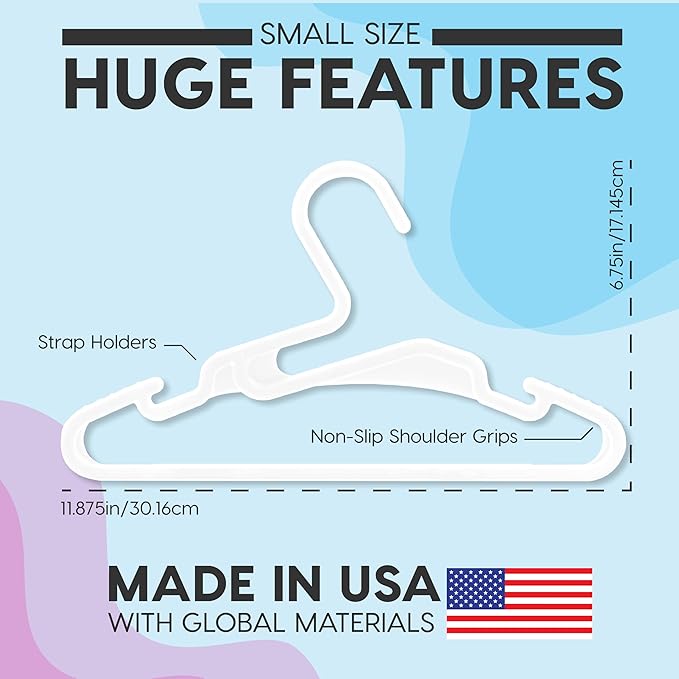 IRIS USA Extra Small Hangers 50 Pack, 11.87" W x 6.75" H, Clothes Hangers - Image 2