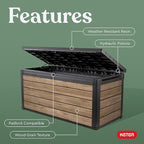 Keter Signature Collection 150 Gallon Resin Deck Box Organization and Storage Box for Patio Outdoor Cushions, Throw Pillows, Garden Tools and Pool Supplies, Ashwood - Image 4