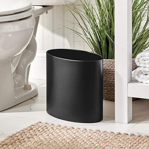 mDesign Stainless Steel Metal Oval Trash Can, 7.9 Liter/2.09 Gallon Wastebasket - Image 2