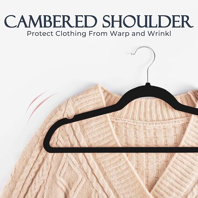 HOUSE DAY Black Velvet Hangers 360 Pack, Premium Non-Slip Felt Clothes Hangers - Image 5