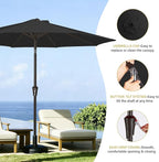 MEWAY 9ft Patio Umbrella Outdoor Table Umbrellas with Push Button Tilt and Crank, Market Umbrella 8 Sturdy Ribs for Deck, Garden, Pool and Backyard, Black - Image 6