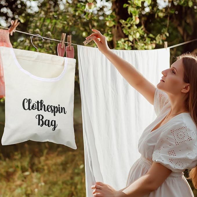 2 Pcs Canvas Clothespin Bag laundry Hanging Storage Organizer Clothes Pin - Image 6