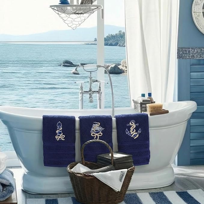 3 Pack Coastal Nautical Hand Towels - Image 6