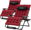 UDPATIO Oversized Zero Gravity Chair Set of 2, 29In XXL Patio Reclining Chair with Cushion, Outdoor Folding Recliner with Pillows|Cup Holder|Foot Rest|Padded Headrest, Burgundy, Support 500LB by UDPATIO