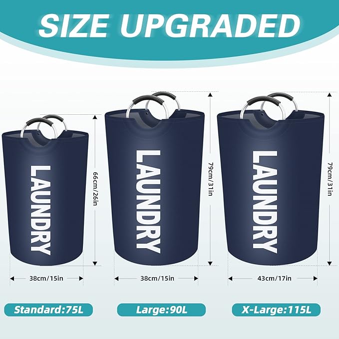 StorageRight 75L Large Laundry Basket, Laundry Hamper, Dirty Clothes Hamper - Image 2