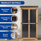 Outdoor Storage Cabinet Weather-Resistant, Wood & Metal Storage Shed with 3 Removable Shelves, Waterproof Roof, Adjustable Feet, Patio Storage Cabinet Outside for Garden Garage Backyard Pool - Image 4