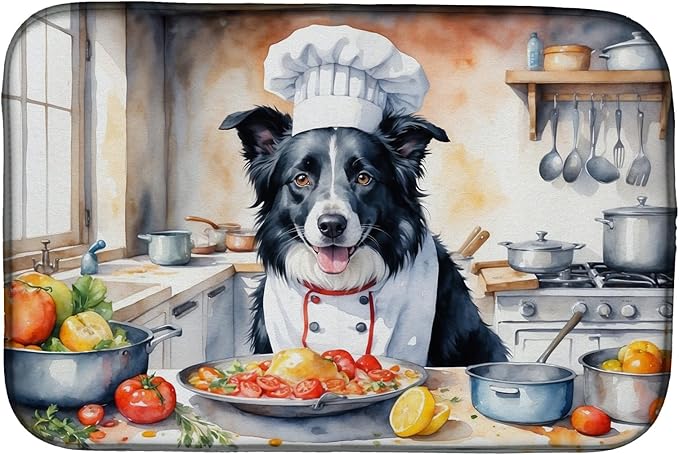 Caroline's Treasures DAC6212DDM Border Collie The Chef Dish Drying Mat by CarolinesTreasures