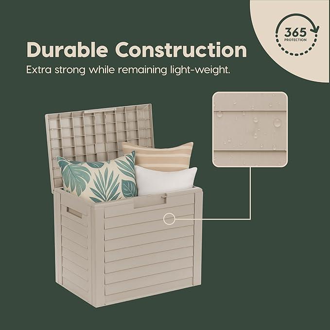 IRIS USA 35-Gallon Outdoor Deck Delivery Storage Box, Lockable & UV-Protected, Weather-Resistant Patio Storage for Cushions, Garden Tools & Packages, Waterproof Resin, Durable & Stylish Design - Beige - Image 10