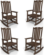 Oversized Rocking Chair Set of 4, Outdoor Rocking Chair for Adults, All Weather Resistant Porch Rocker for Lawn Garden, Brown by THOEOE