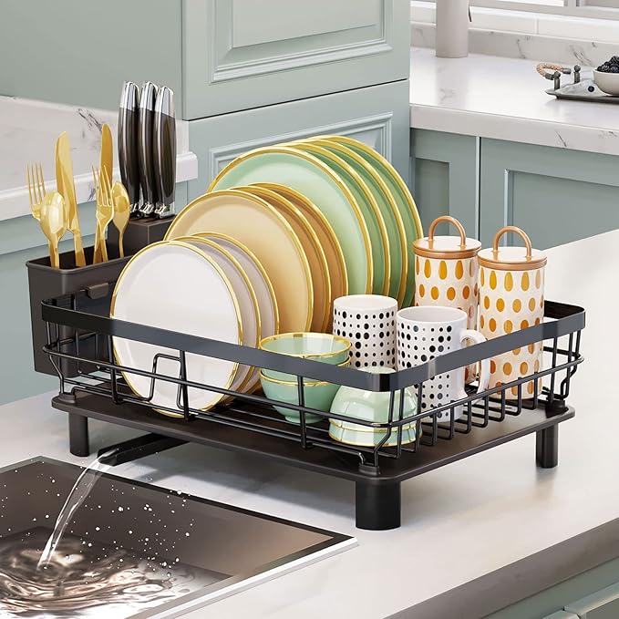 Iron Dish Drying Rack with Drainboard Dish Drainers by AIDERLY