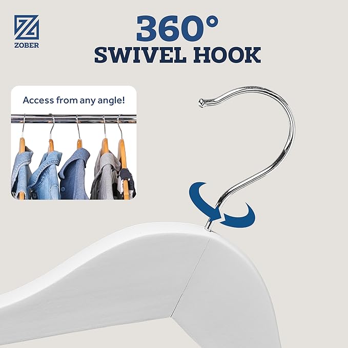ZOBER White Wooden Hangers - Image 5