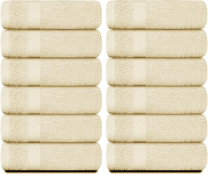 White Classic Luxury Cotton Washcloths 13x13 Inch - Image 2