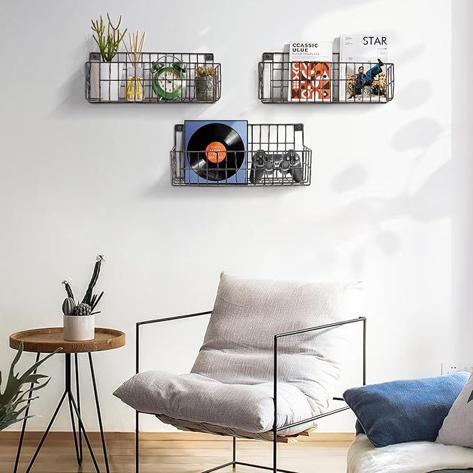 4 Set Extra Large Hanging Wall Wire Baskets, Hanging Wall Mount Storage Baskets - Image 8