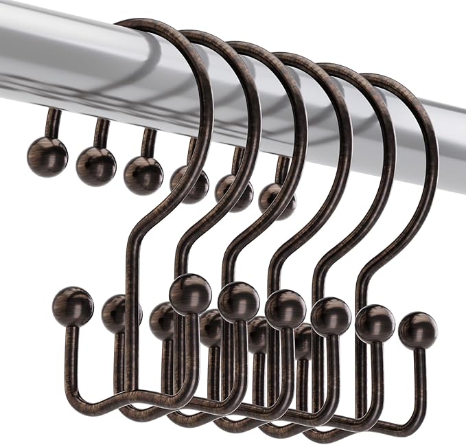 Titanker Shower Curtain Hooks Bronze, Minimalist Simple Double Glide Shower by Titanker