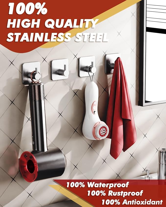 Auxmir Adhesive Hooks Heavy Duty 22lb Towel Hooks - Image 2
