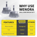 2 Pack WENORA Wire Brush Set for Drill, 1/4 Inch Hex Shank, 0.010 Inch Coarse - Image 4